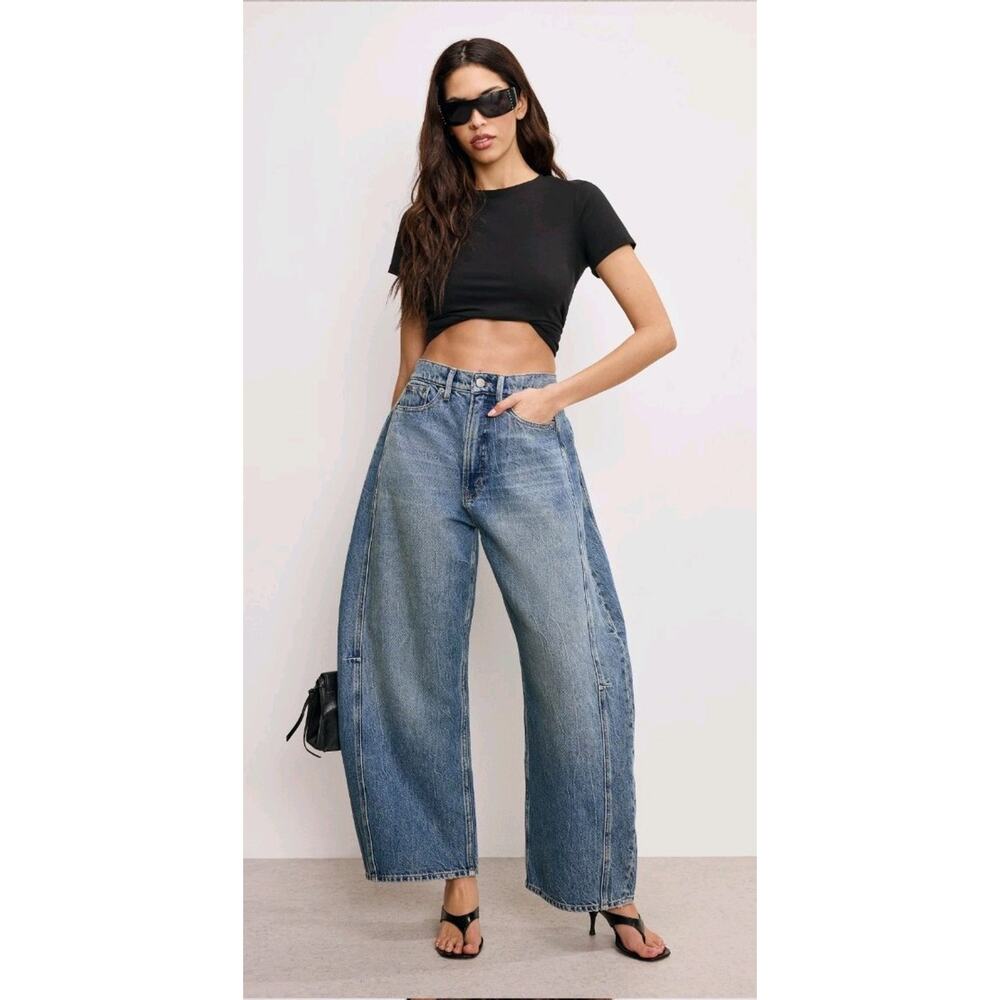 NWT. Good American Good Extreme Barrel Indigo Jeans Size 14